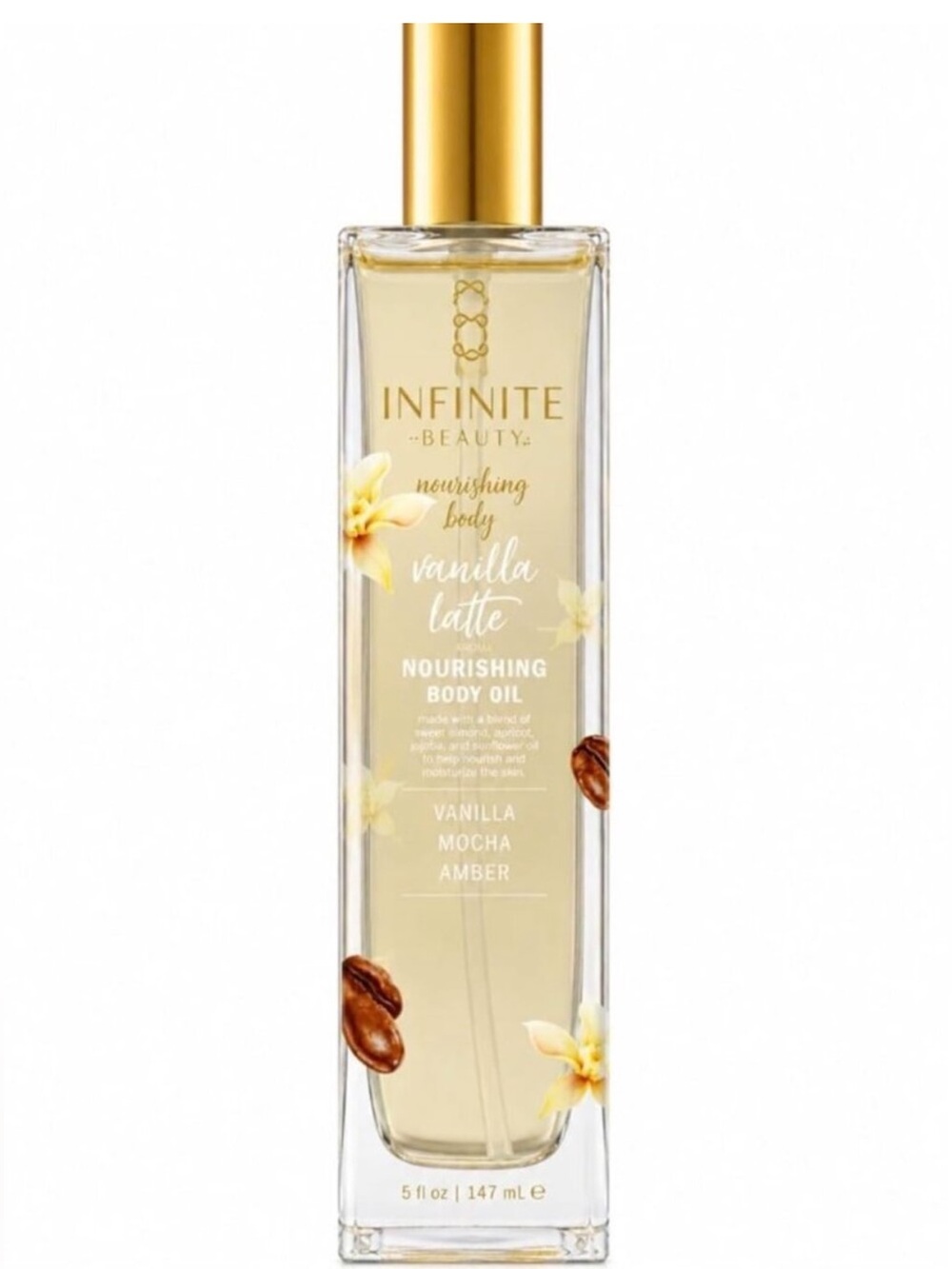 Infinite Beauty Vanilla Latte Nourishing Body Oil Vanilla Mocha Amber Scent NEW